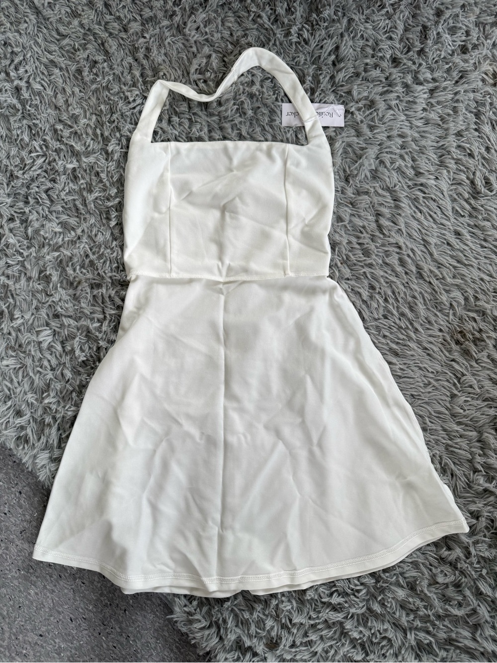 White Halter Mini Dress with Flared Skirt